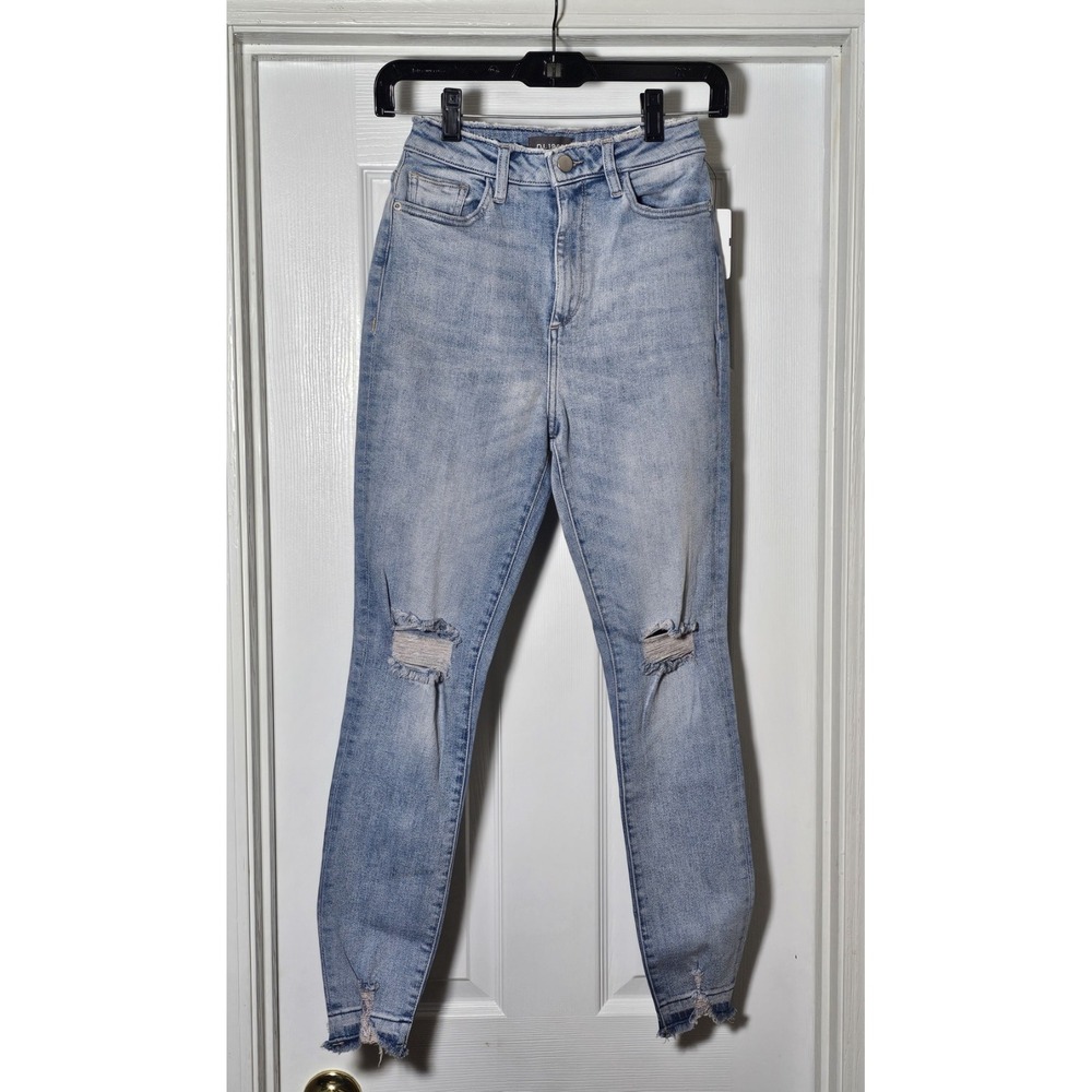 DL1961 Chrissy Ultra High Rise Skinny Jeans Size 26 Lagunita Blue Distressed‎